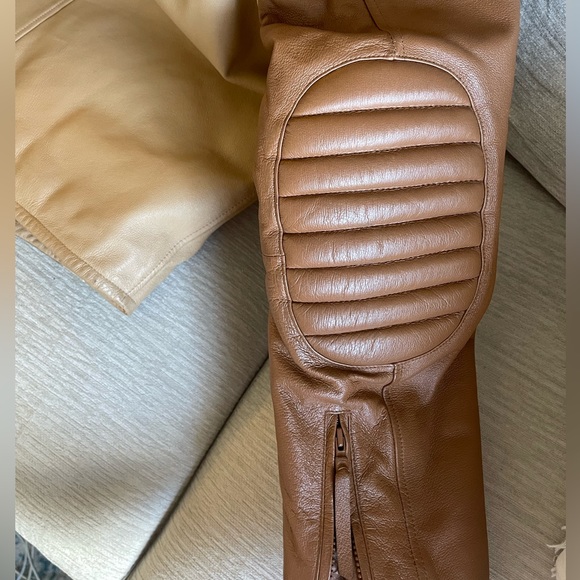 Men’s Max U.S.A beige and brown motorcross leather jacket - Picture 4 of 7